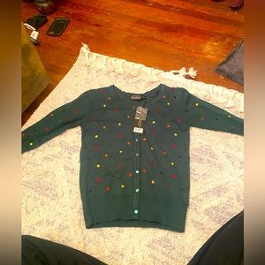 Voodoo Vixen Punk Rockabilly Balletcore green Polka dot cardigan small NWT